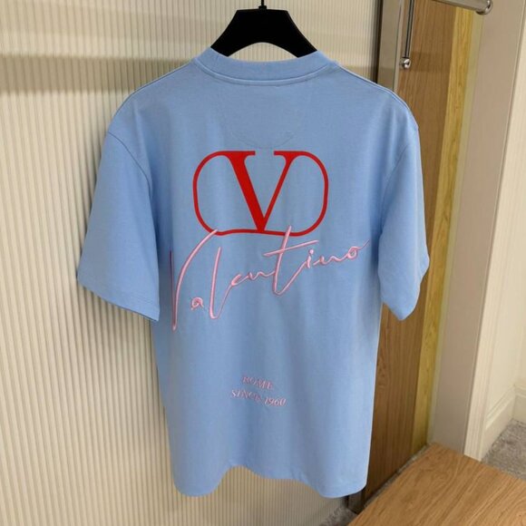 Large Valentino Nwt T-shirt With Embroidery And Print Design Blue Men's - Picture 1 of 2